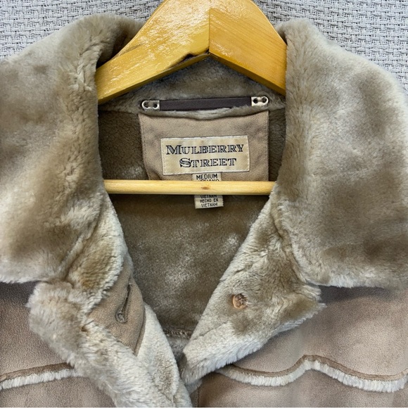 Vintage Chore Barn Coat Jacket Womens M Faux Suede Sherpa Lined Mulberry Street - Picture 2 of 8